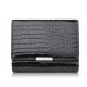 Portfel damski skórzany mały czarny lakierowany croco z ochroną RFID SP-23-CBL