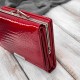 Portfel damski skórzany mały elegancki czerwony lakierowany croco SP-23-CRD