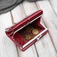 Portfel damski skórzany mały lakierowany z tłoczeniem w motyle czerwony SP-23-RD