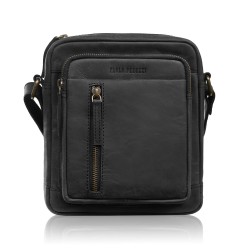 Listonoszka męska saszetka skórzana czarna vintage IM-01-HBL