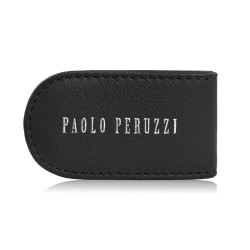 Magnetic leather bill clip elegant black Paolo Peruzzi KV-07-BL
