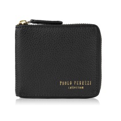 Dámská kožená peněženka malá černá v horizontální orientaci s RFID Paolo Peruzzi KV-04-BL