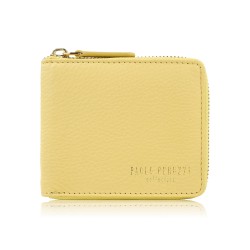 Women's leather wallet small yellow in horizontal orientation with RFID Paolo Peruzzi KV-04-YL