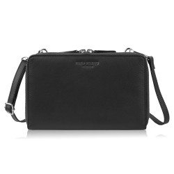 Women's small leather shoulder clutch handbag black Paolo Peruzzi KV-02-BLZ