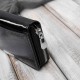 Women's mini leather wallet black patent leather SP-18-BL