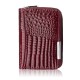 Women's mini burgundy leather wallet natural patent leather croco SP-18-CBGD