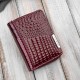 Women's mini burgundy leather wallet natural patent leather croco SP-18-CBGD