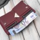 Women's mini burgundy leather wallet natural patent leather croco SP-18-CBGD
