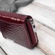 Women's mini burgundy leather wallet natural patent leather croco SP-18-CBGD