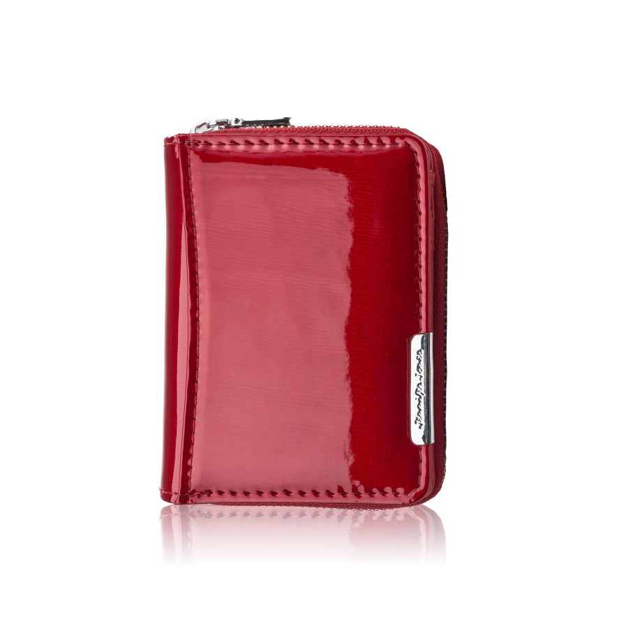 Portfel damski skórzany mini czerwony skóra naturalna lakierowana SP-18-RD