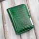 Portfel damski skórzany mini zielony skóra naturalna lakierowana croco SP-18-CGRN