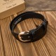 Women's leather belt 100 cm for pants narrow black croco silver buckle Paolo Peruzzi PG-12-CSBL-100