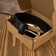 Women's leather belt 100 cm for pants narrow black croco silver buckle Paolo Peruzzi PG-12-CSBL-100