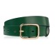 Women's leather belt 90 cm for pants narrow green with gold buckle Paolo Peruzzi PG-11-GZ-90