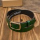 Women's leather belt 90 cm for pants narrow green with gold buckle Paolo Peruzzi PG-11-GZ-90