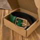 Women's leather belt 90 cm for pants narrow green with gold buckle Paolo Peruzzi PG-11-GZ-90