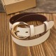 Women's leather belt 90 cm for pants narrow cream face gold buckle PG-13-ECRZ-90