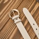 Women's leather belt 90 cm for pants narrow cream face gold buckle PG-13-ECRZ-90