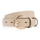 Pasek damski skórzany do spodni 100 cm wąski beżowy licowy złota klamra PG-14-BZ-100