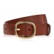 Pasek damski skórzany 110 cm do spodni brązowy licowy ze złotą klamrą PG-15-TCZ-110