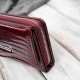 Portfel damski skórzany lakierowany z tłoczeniem croco burgundowy SP-24-CBGD