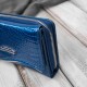Portfel damski skórzany lakierowany z tłoczeniem croco niebieski SP-24-CDB