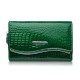 Portfel damski skórzany lakierowany z tłoczeniem croco zielony SP-24-CGRN