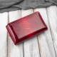 Portfel damski skórzany lakierowany z roślinnym wzorem czerwony SP-24-RD