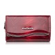 Portfel damski skórzany lakierowany z roślinnym wzorem czerwony SP-24-RD