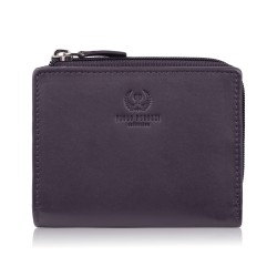 Women's leather wallet small purple in horizontal orientation with RFID Paolo Peruzzi SL-06-VI