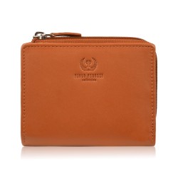 Women's leather wallet small orange in horizontal orientation with RFID Paolo Peruzzi SL-06-OR