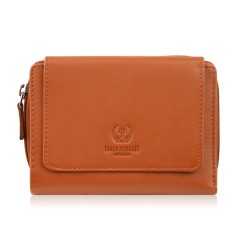 Portfel damski skórzany pomarańczowy duży w orientacji poziomej z RFID Paolo Peruzzi SL-07-OR