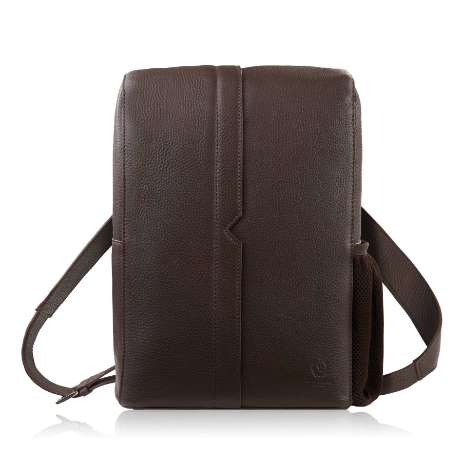 Plecak skórzany miejski do pracy premium kompaktowy brązowy Paolo Peruzzi T-144-BR