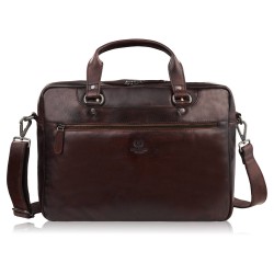 Torba męska na ramię do ręki skórzana na laptopa dokumenty A4 brązowa pojemna Paolo Peruzzi SL-08-BR