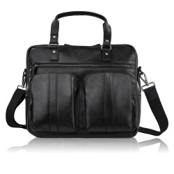 Skórzana torba na laptopa męska na dokumenty czarna Paolo Peruzzi SL-01-BL