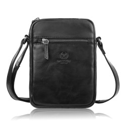 Saszetka męska skórzana na ramię klasyczna czarna mała funkcjonalna Paolo Peruzzi SL-03-BL