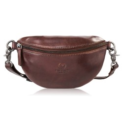 Saszetka damska skórzana nerka crossbody do ręki brązowa Paolo Peruzzi SL-05-BR