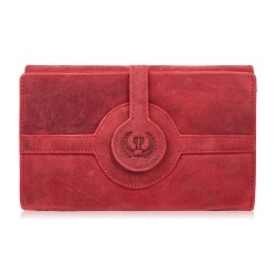 Dámská kožená peněženka červená velká vintage v horizontální orientaci s RFID Paolo Peruzzi T-134-HRD