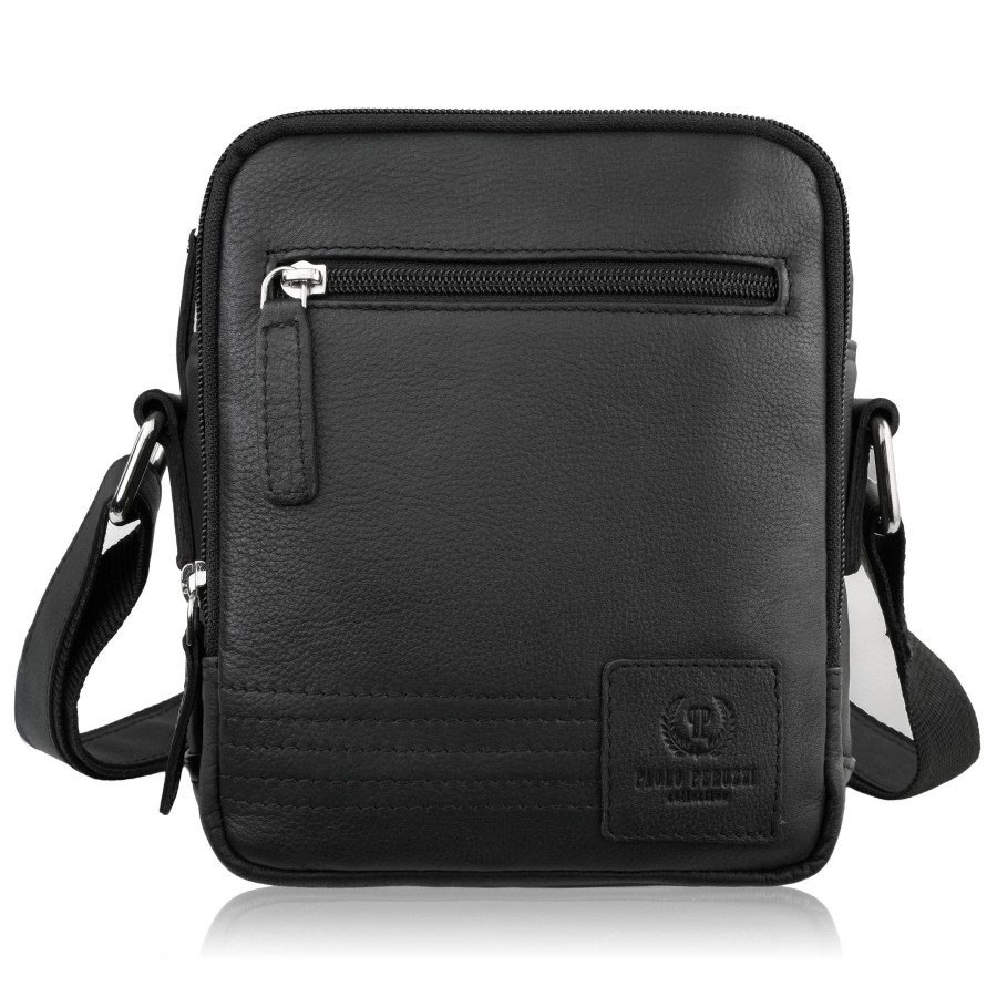 Listonoszka saszetka męska skórzana na ramię czarna Paolo Peruzzi AY-27-BL
