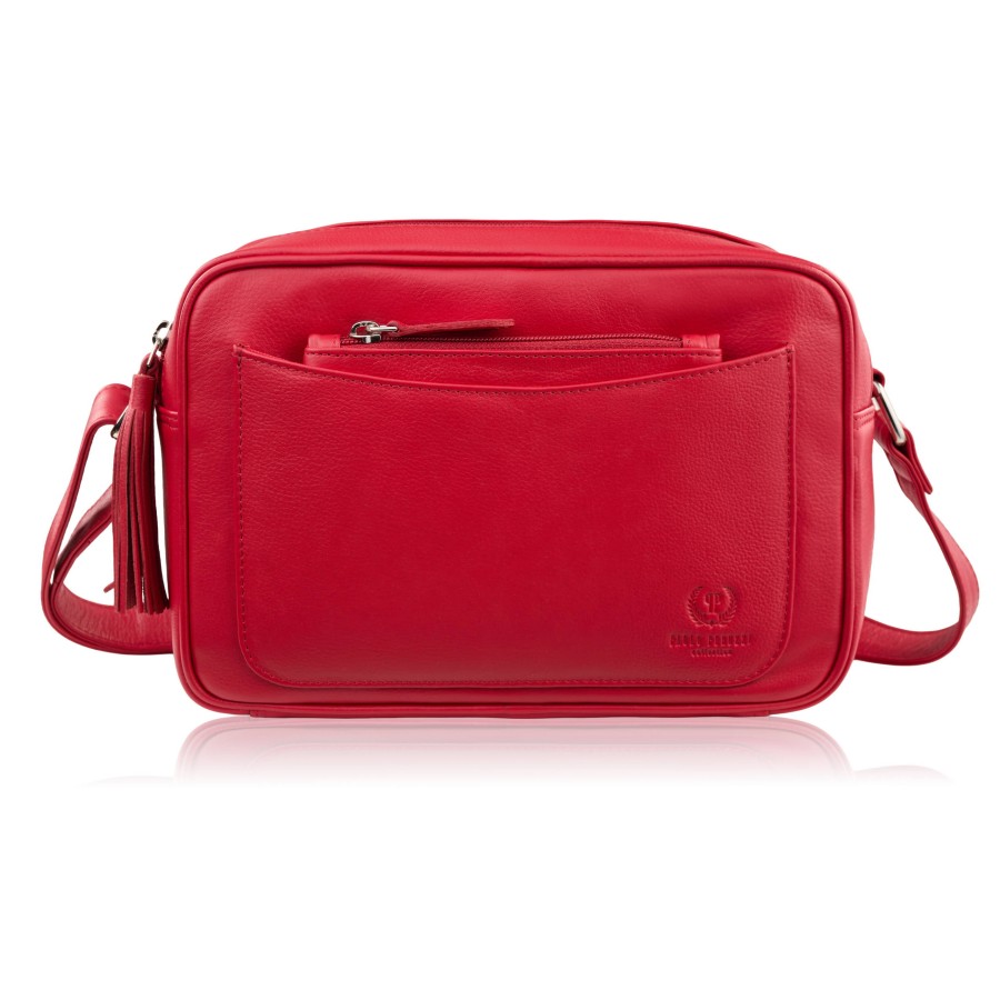Torebka damska skórzana listonoszka na ramię czerwona Paolo Peruzzi AY-20-RD