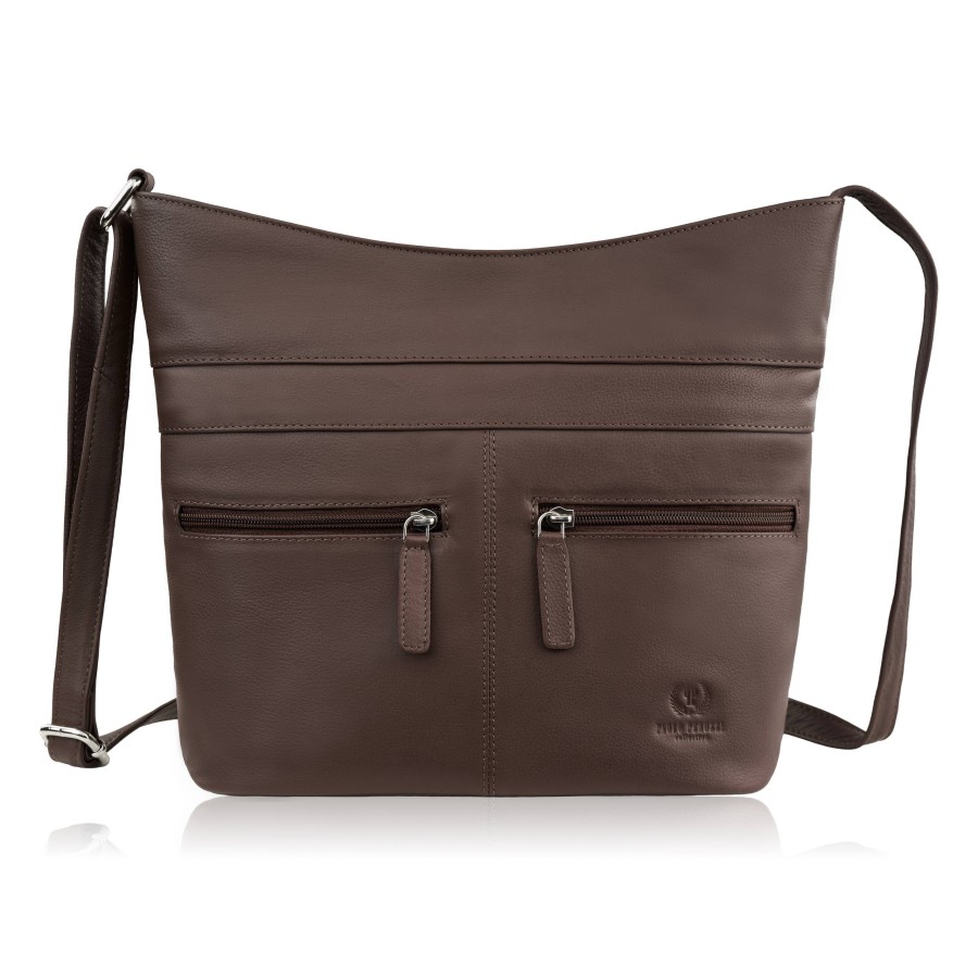 Torebka damska skórzana na ramię pojemna brązowa Paolo Peruzzi AY-23-BR