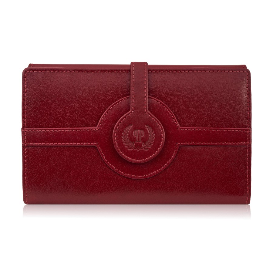 Portfel damski skórzany czerwony duży w orientacji poziomej z RFID Paolo Peruzzi T-134-RD