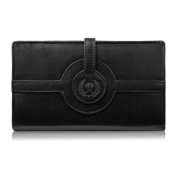 Дамски кожен портфейл черен голям в хоризонтална ориентация с RFID Paolo Peruzzi T-134-BL