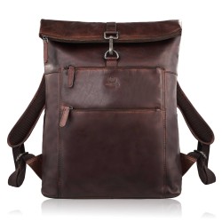 Plecak skórzany vintage roll top na laptopa miejski brązowy Paolo Peruzzi SL-02-BR