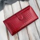 Women's leather wallet large red lacquered croco SP-19-CRD