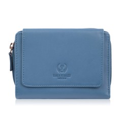 Portfel damski skórzany błękitny duży w orientacji poziomej z RFID Paolo Peruzzi SL-07-CB