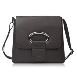 Women's leather shoulder bag dark brown postbag classic capacious Paolo Peruzzi AY-19-DBR
