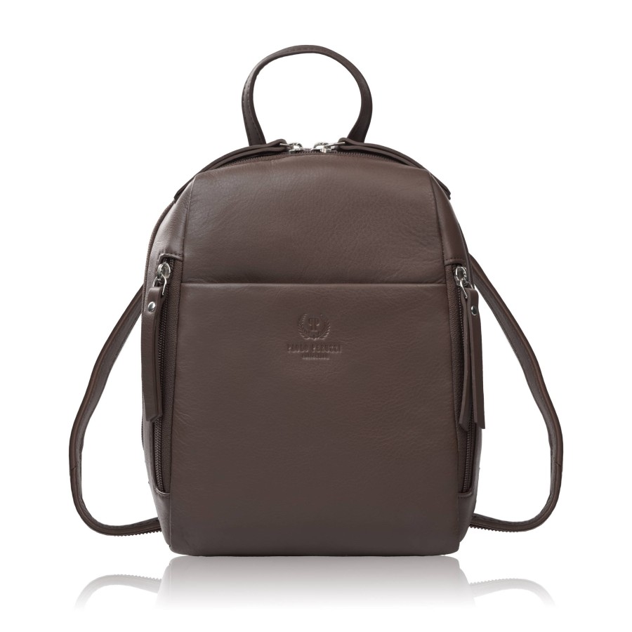 Dámský kožený městský batoh malý černý elegantní Paolo Peruzzi AY-26-BL