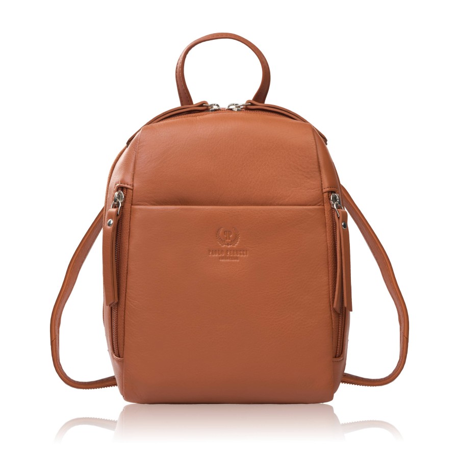 Dámský kožený městský batoh malý černý elegantní Paolo Peruzzi AY-26-BL