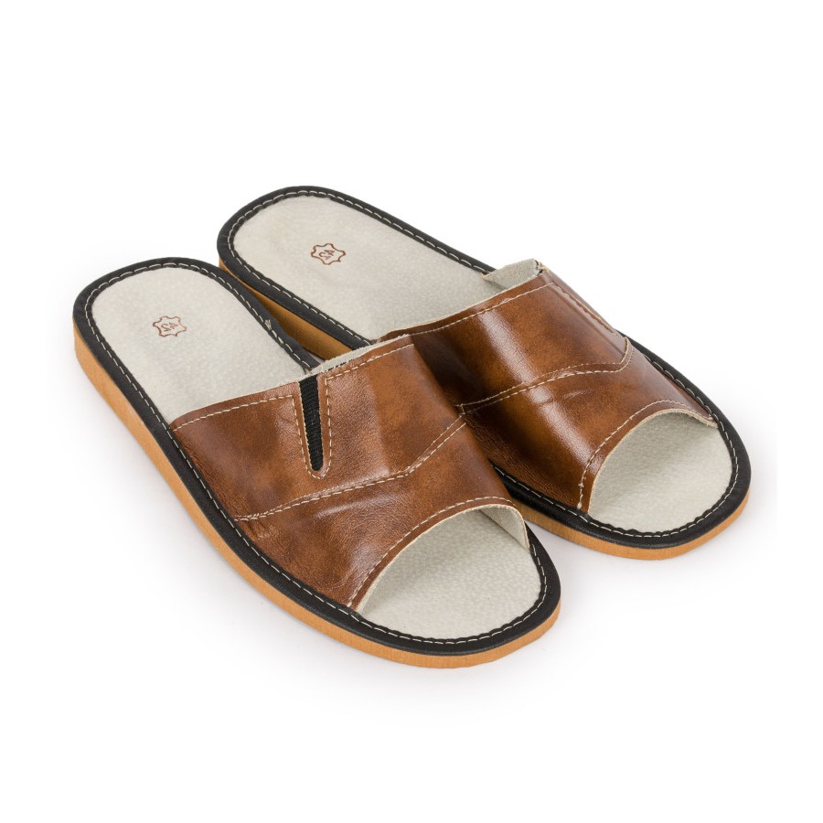 Kapcie męskie R.44 komfortowe ortopedyczne skóra ekologiczna KM-18-BR-44